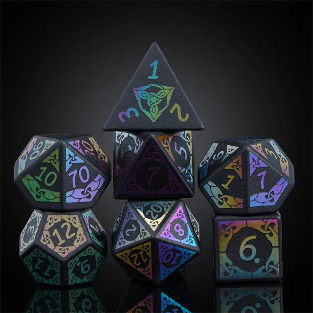 Colorful Obsidian gemstone dice