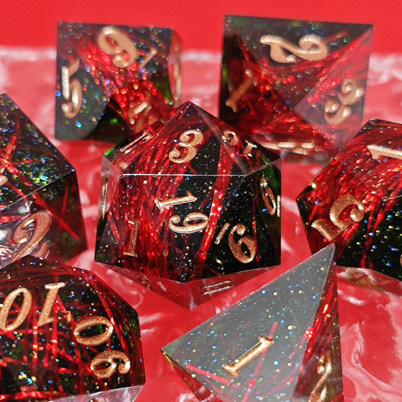 Handmade sharp edge dice ribbon