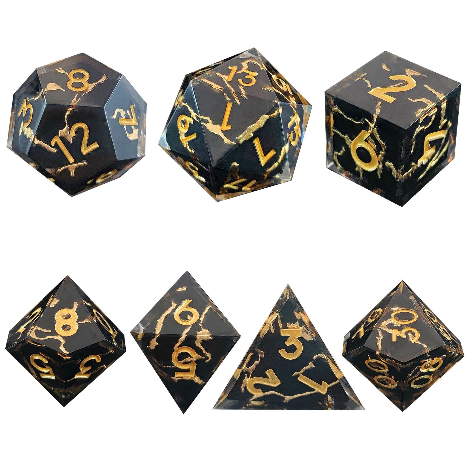 Handmade sharp edge dice dubbele layer golden cracks