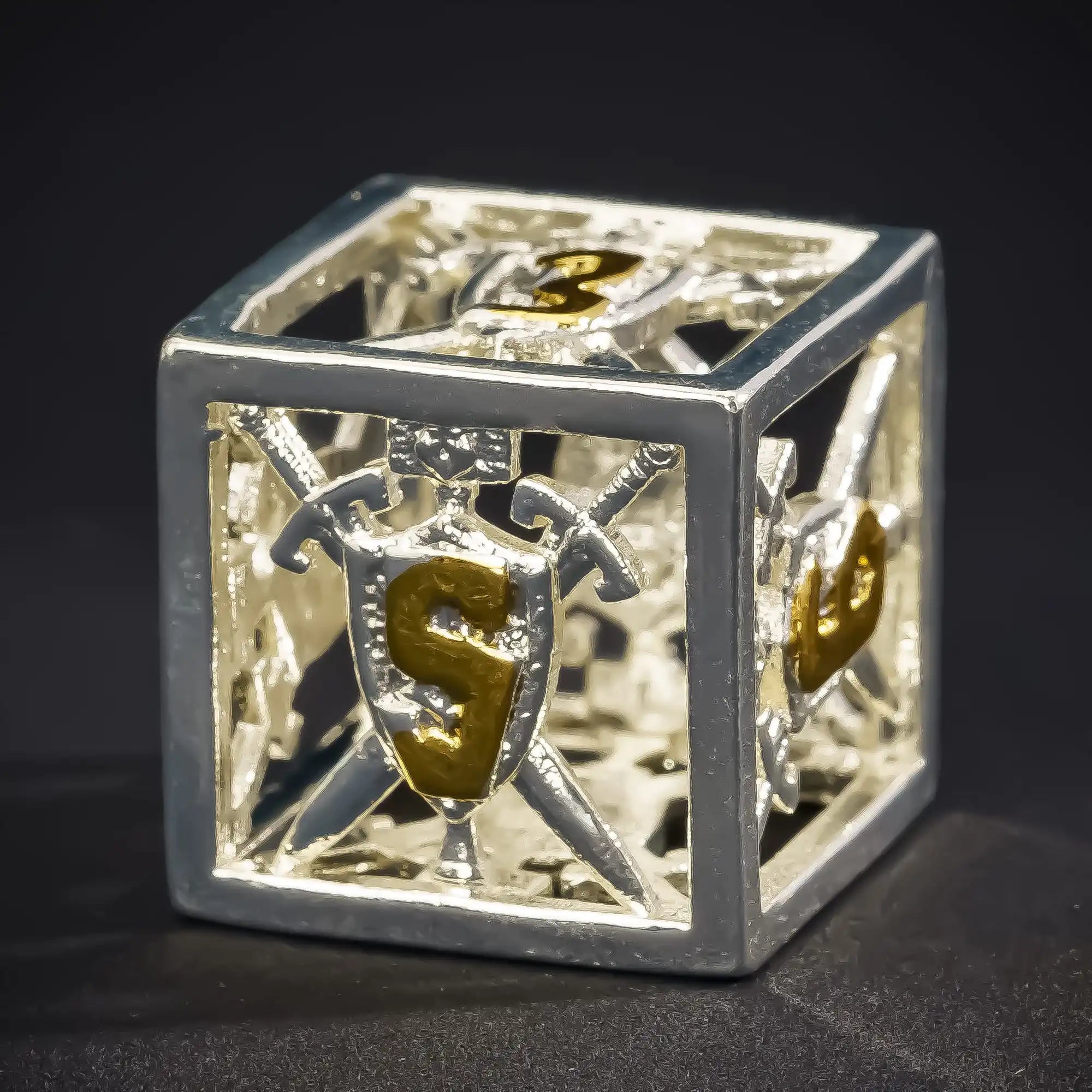 Hollow Shield metal dice set