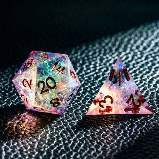 Handmade sharp edge purple orange DND Dice