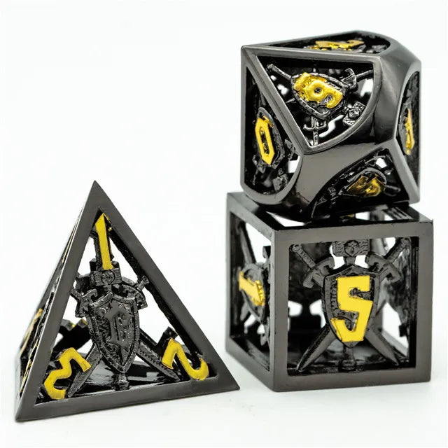 Hollow Shield metal dice set
