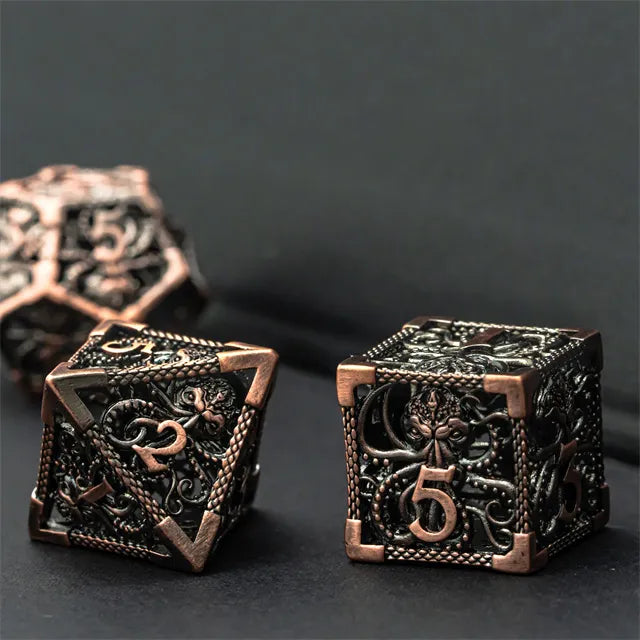Hollow Octopus metal dice set