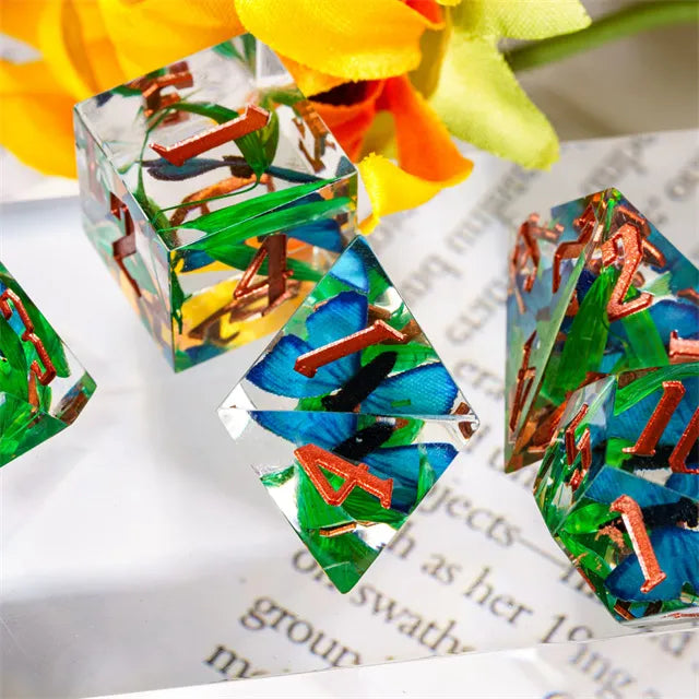 Schmetterling-Bambusblatt handgefertigte Würfel