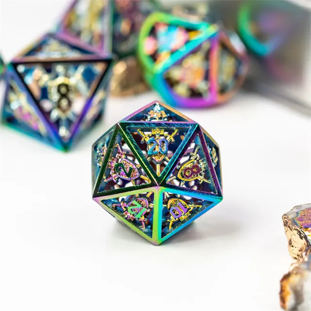 Hollow Shield metal dice set