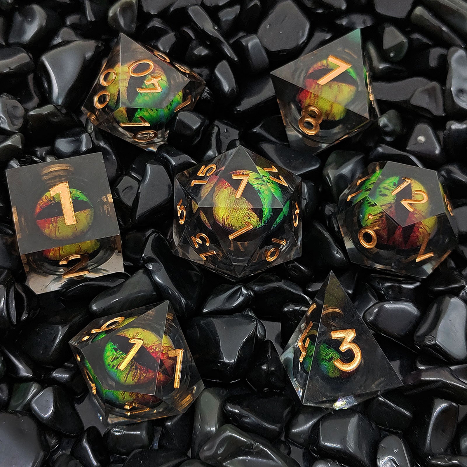 Moving Eye Bal Dice Set Liquid Core