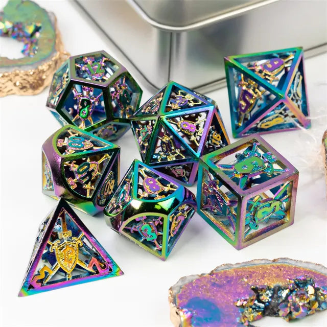 Hollow Shield metal dice set