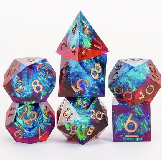 Handgefertigte Würfel mit scharfen Kanten in Rot-Blau