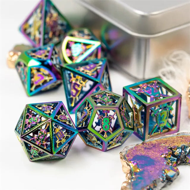 Hollow Shield metal dice set