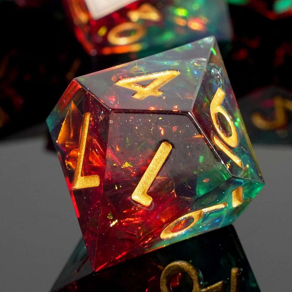Dados de borde afilado hechos a mano Rojo verde