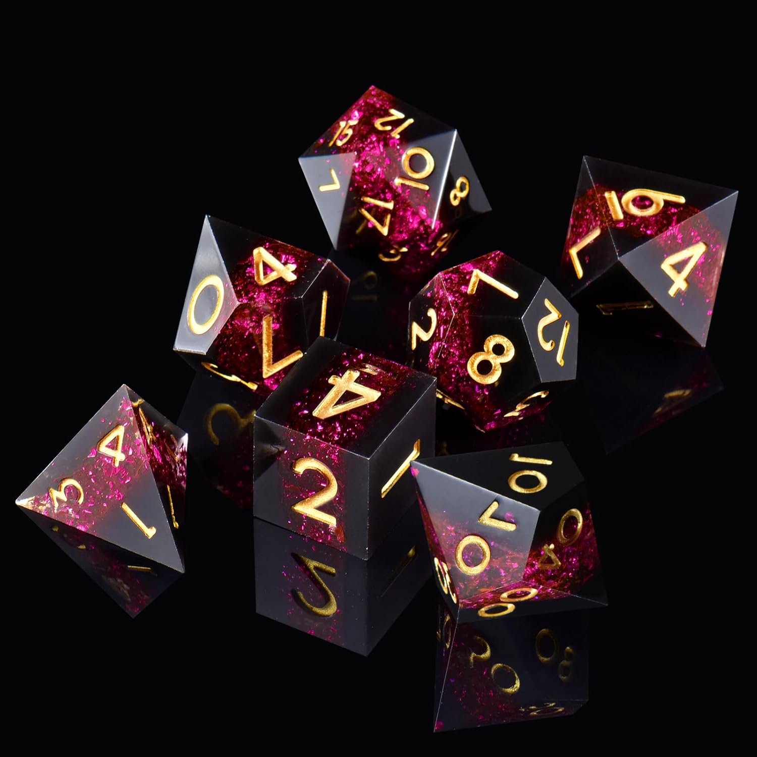 Handmade sharp edge dice Black pink gold font