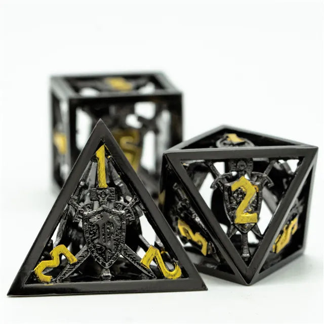 Hollow Shield metal dice set
