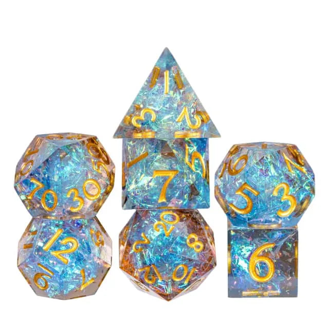 Handgearbeitet scharfkantige blau-violette DND-Würfel