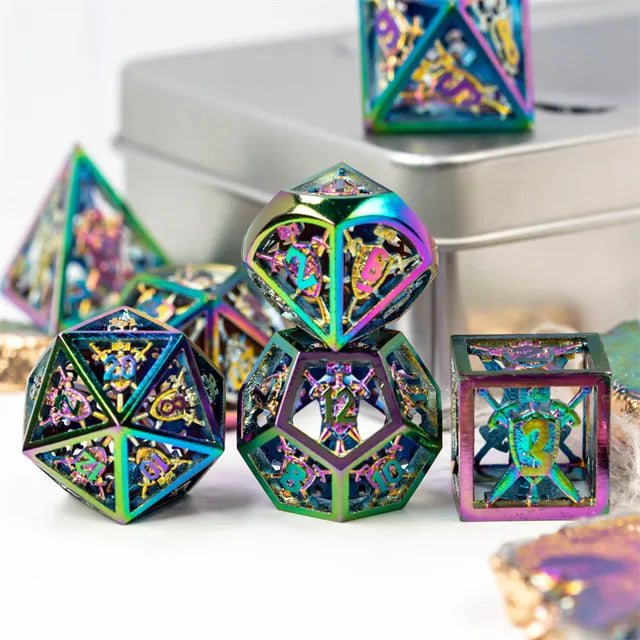 Hollow Shield metal dice set