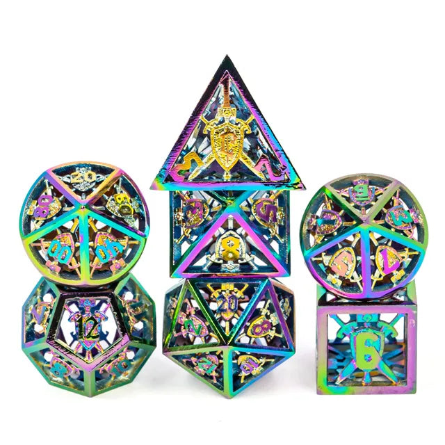 Hollow Shield metal dice set