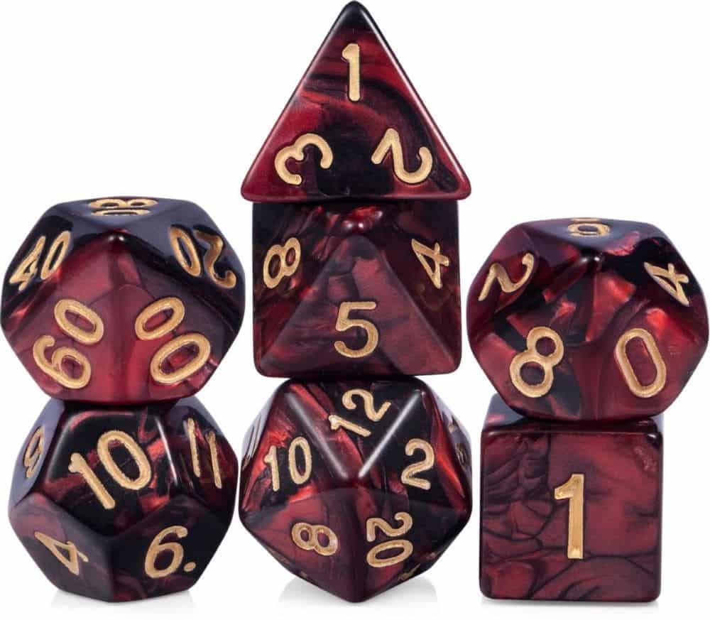 Polydice Set schwarz rot