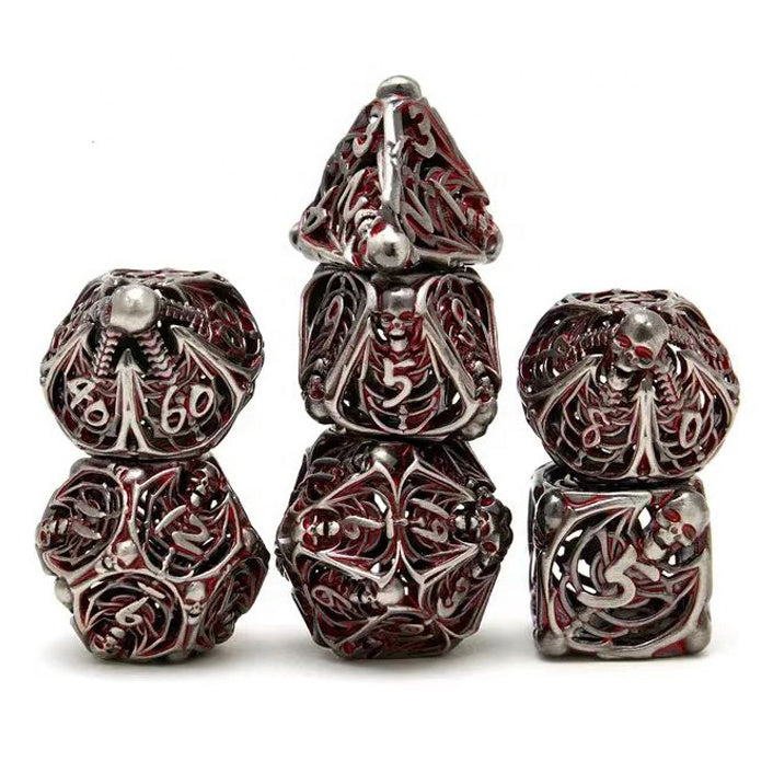 Hollow human bone metal dice set