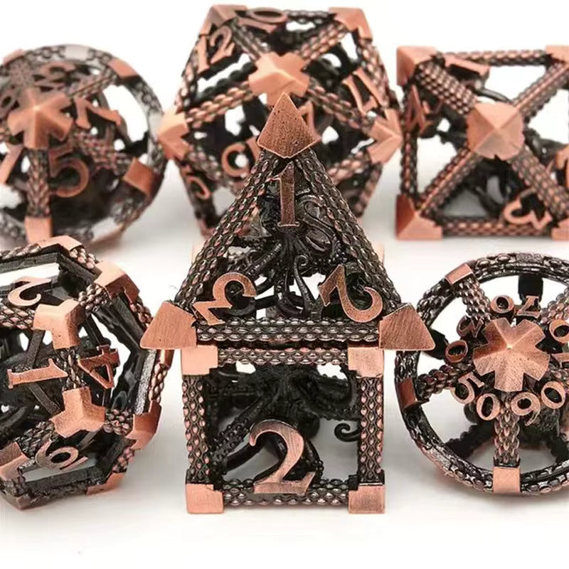 Hollow Octopus metal dice set color