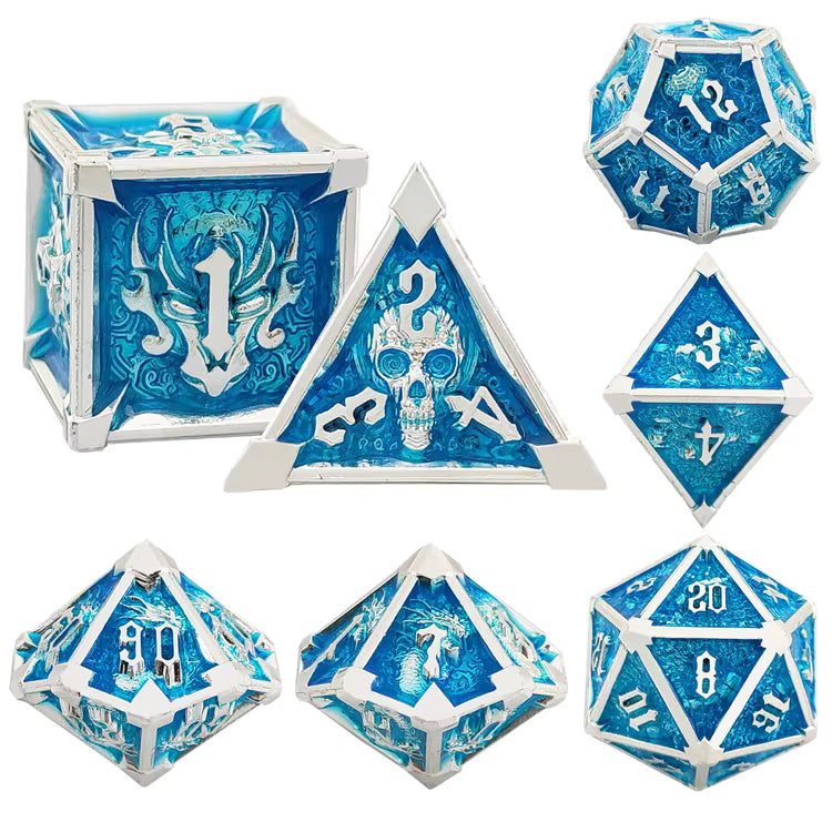 Metal dice set Demon skull