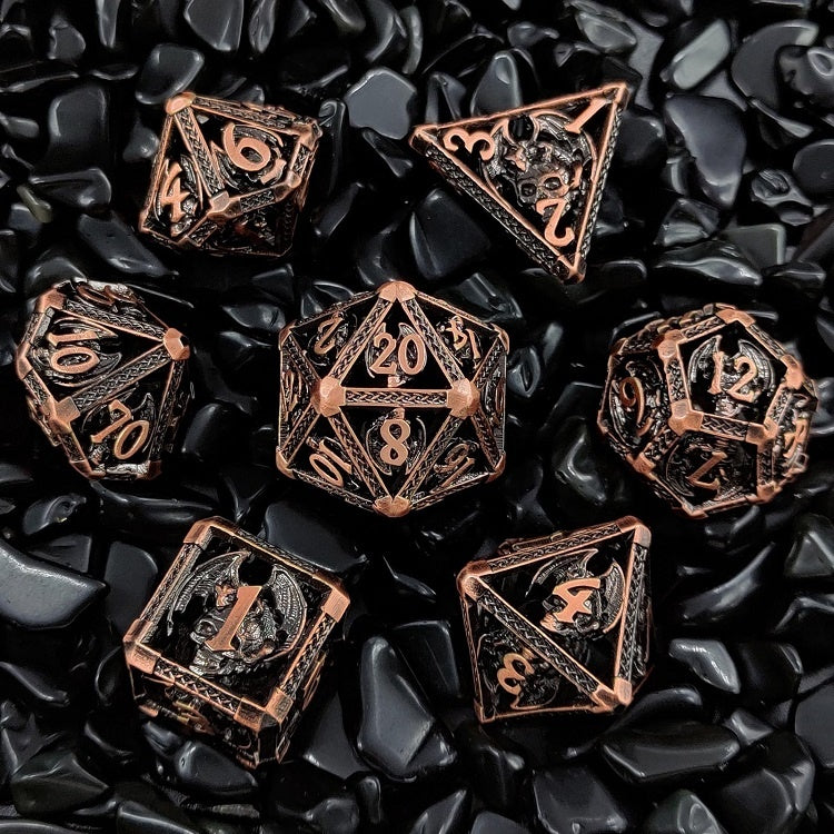 Hollow demon dragon metal dice set