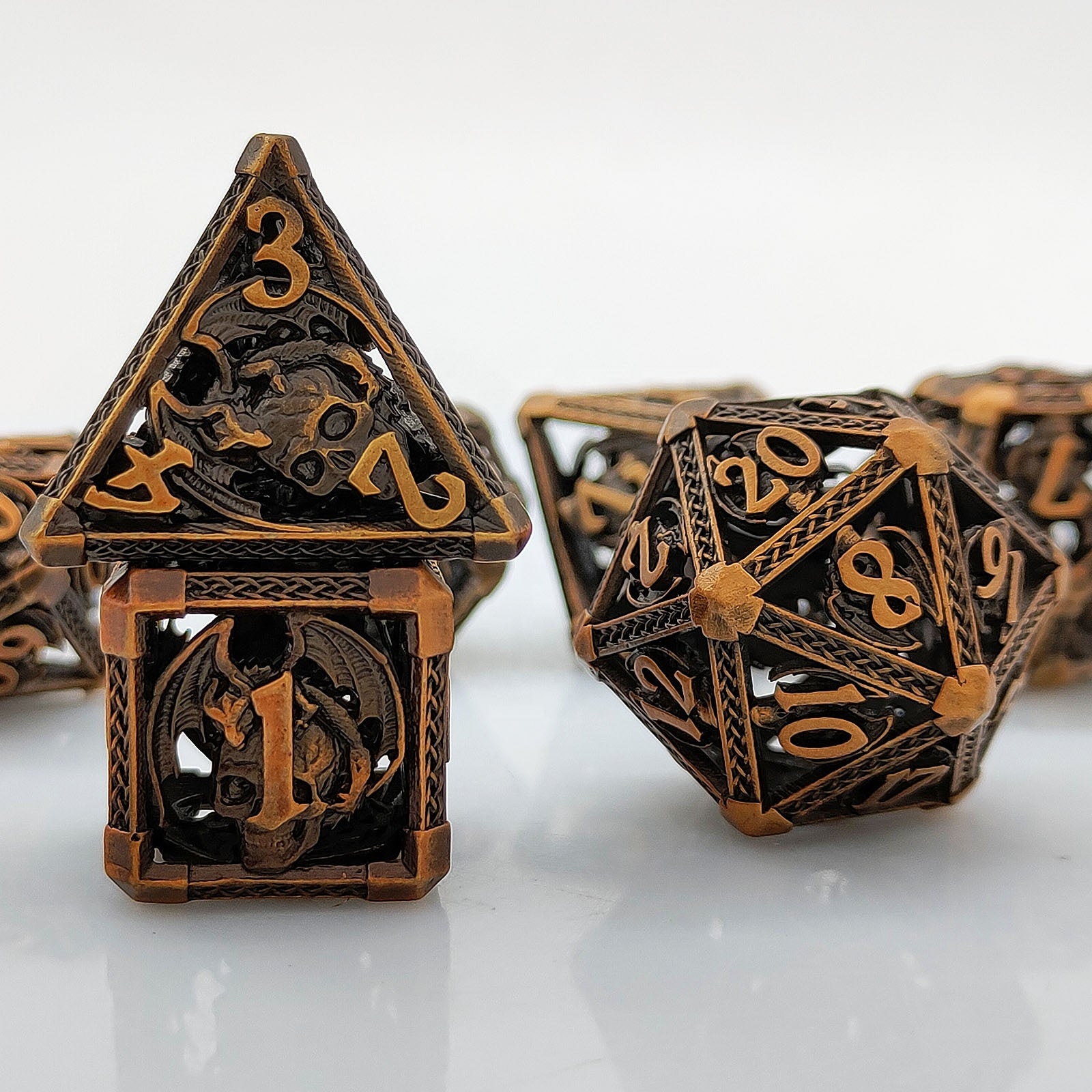 Hollow demon dragon metal dice set