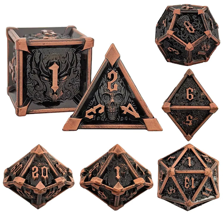 Metal dice set Demon skull