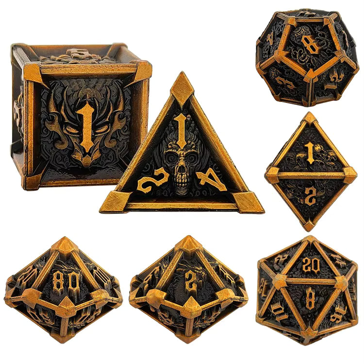 Metal dice set Demon skull