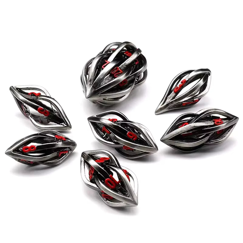 Hollow futuristic metal dice set