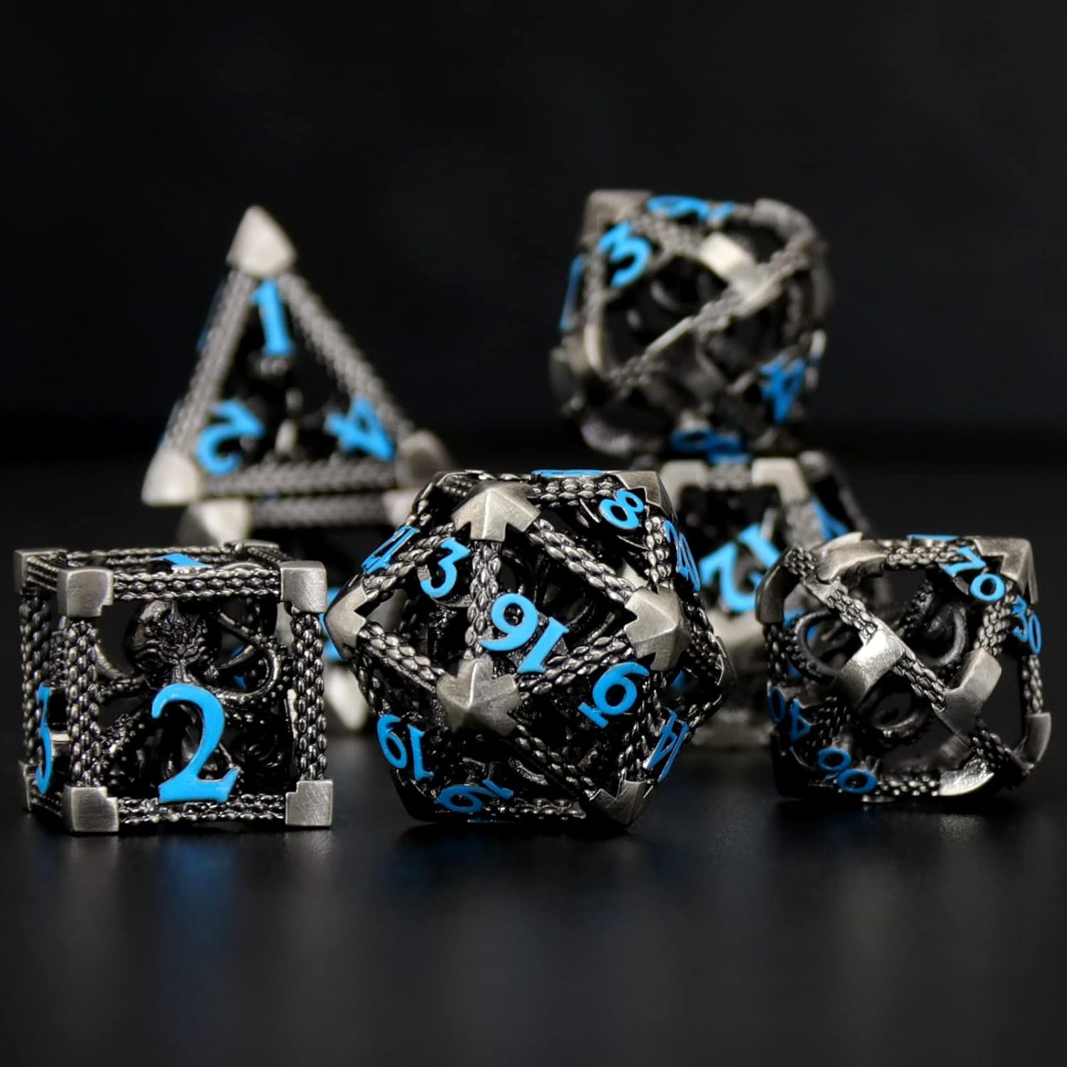 Hollow Octopus metal dice set