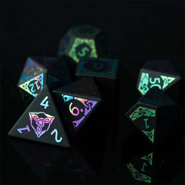 Colorful Obsidian gemstone dice