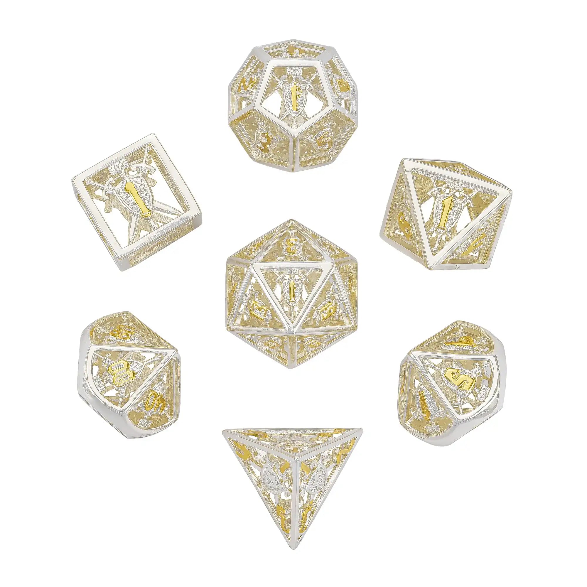 Hollow Shield metal dice set