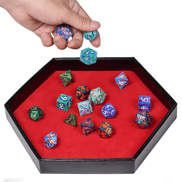Luxe dice tray met opberg rand 6 hoeken