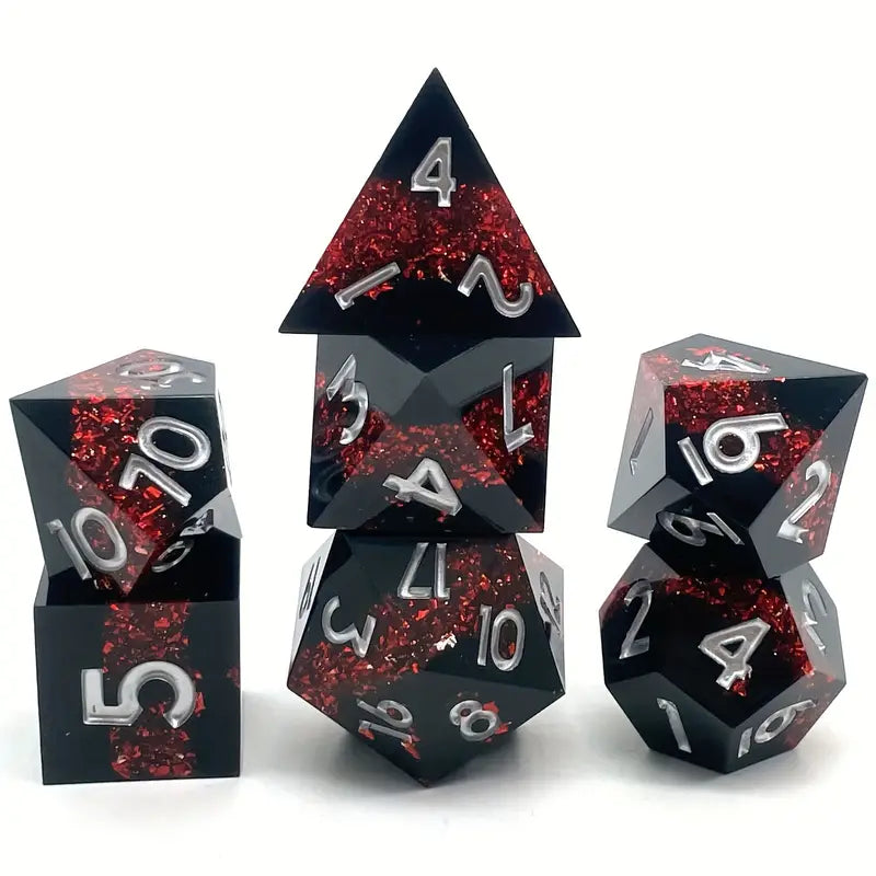 Handmade sharp edge dice Black red
