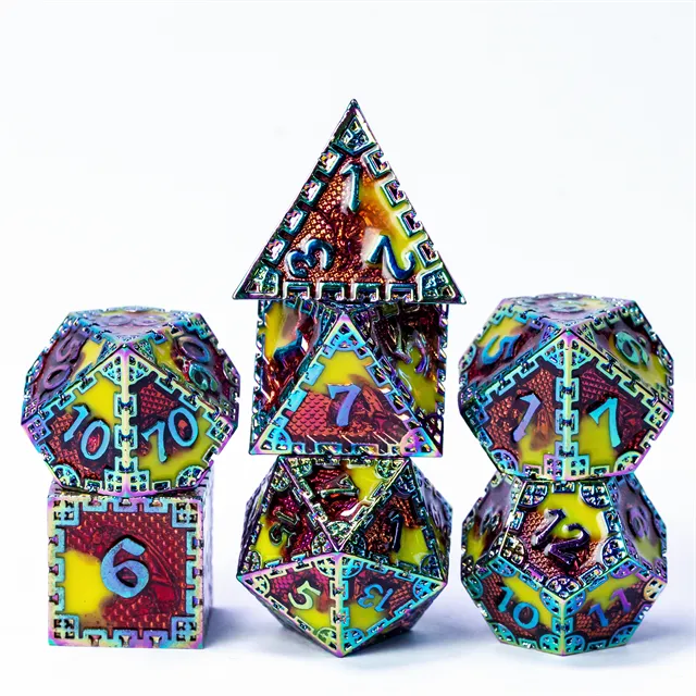 Metallwürfelset Rot Gelb