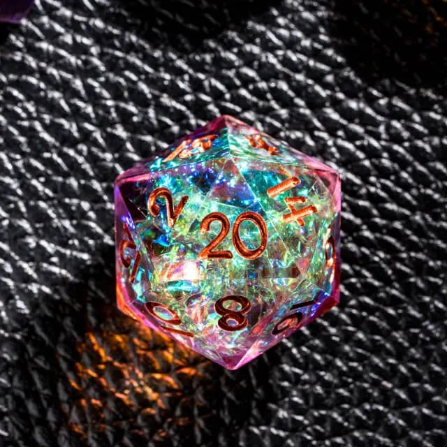 Handmade sharp edge purple orange DND Dice