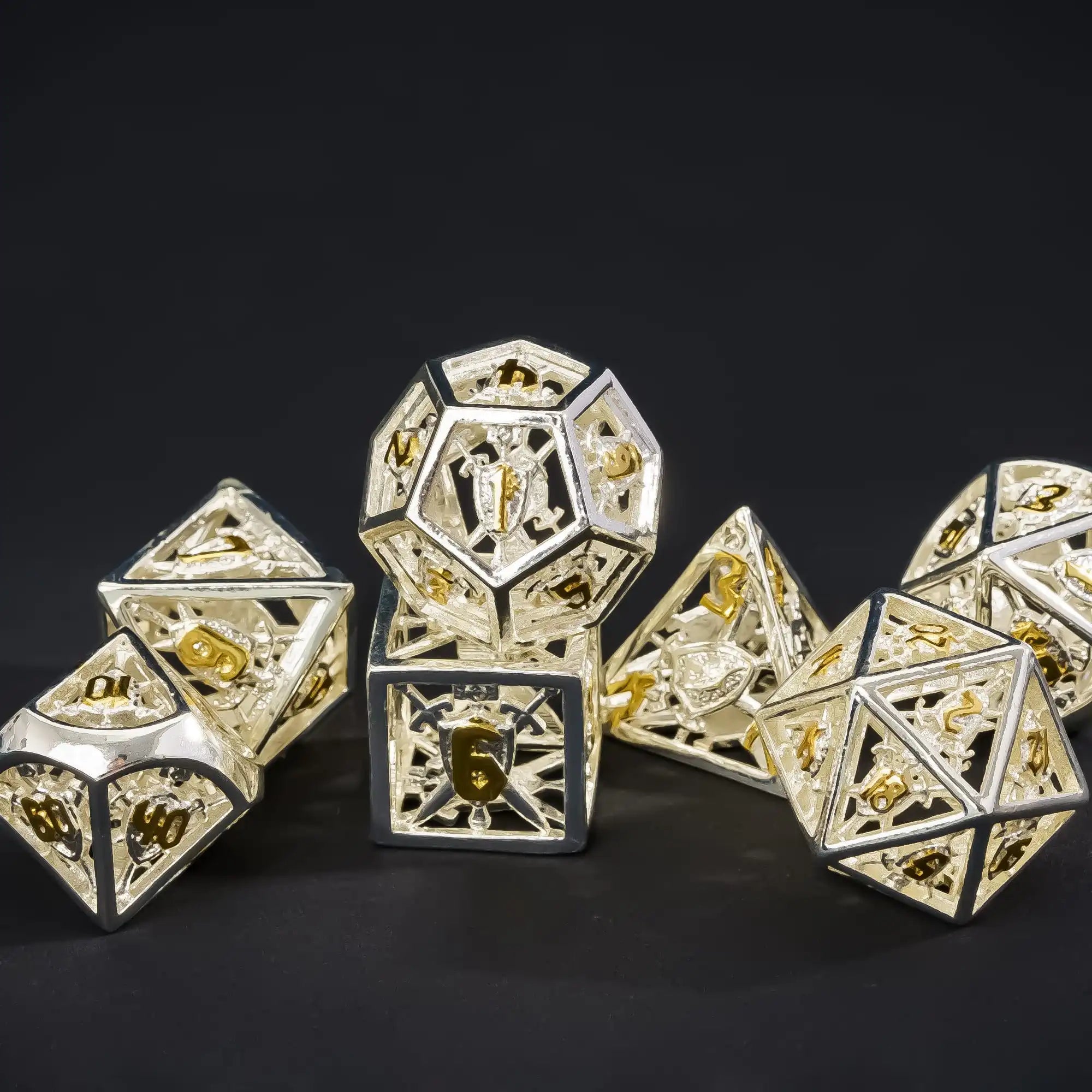 Hollow Shield metal dice set