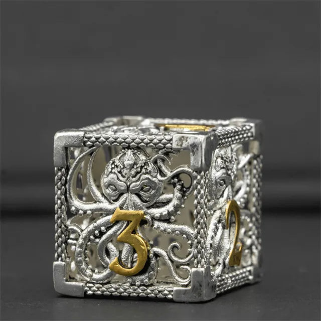 Hollow Octopus metal dice set
