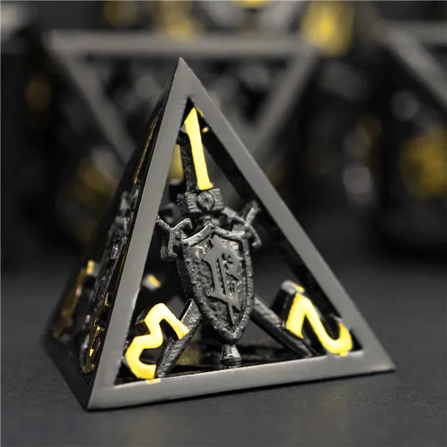 Hollow Shield metal dice set