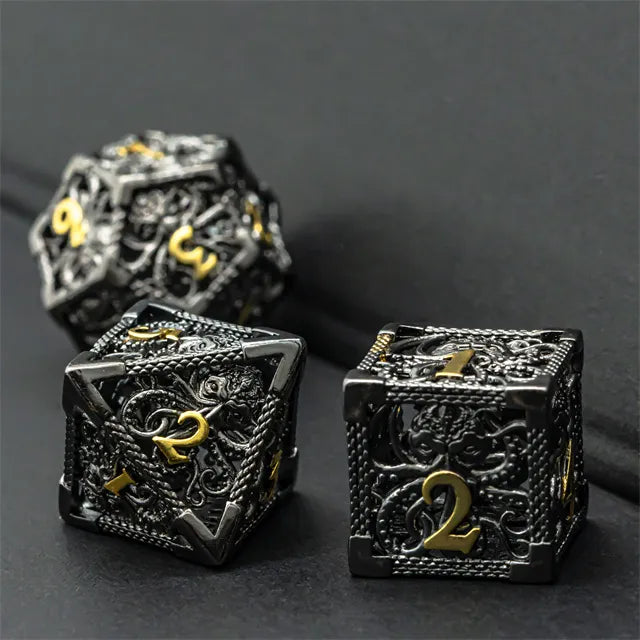 Hollow Octopus metal dice set