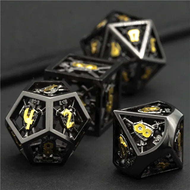Hollow Shield metal dice set