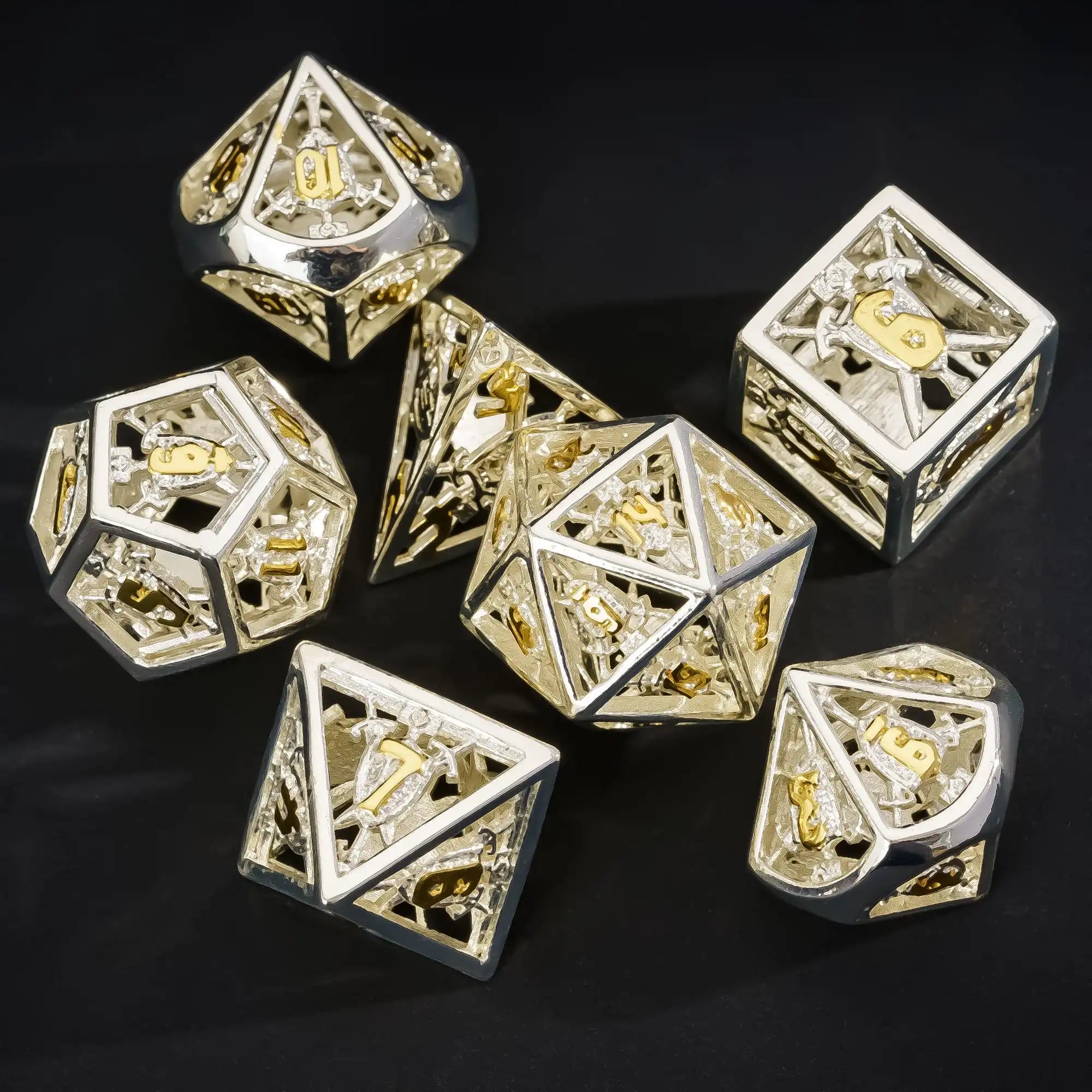 Hollow Shield metal dice set