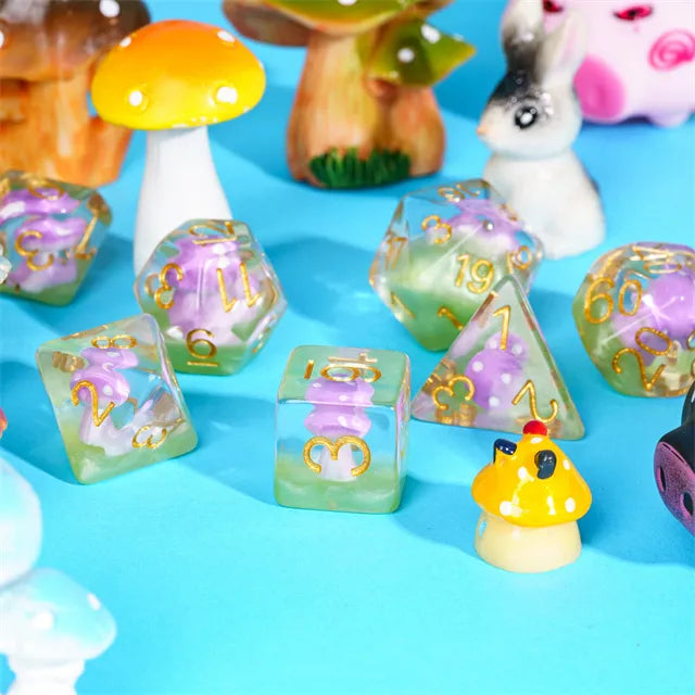 Paddenstoelen dice set Paars
