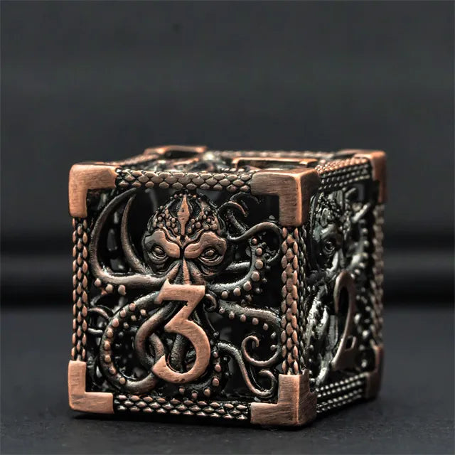 Hollow Octopus metal dice set