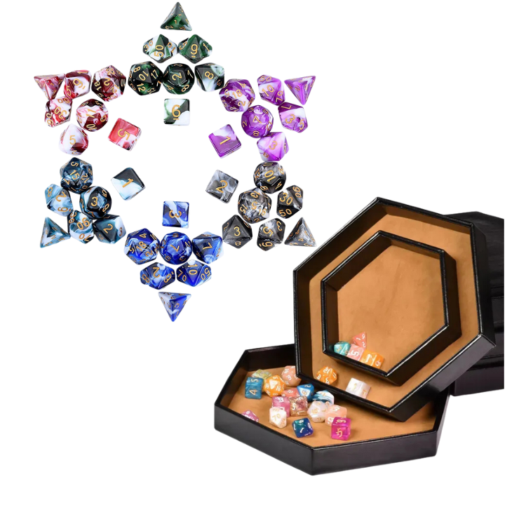 Luxe dice tray met opberg rand 6 hoeken