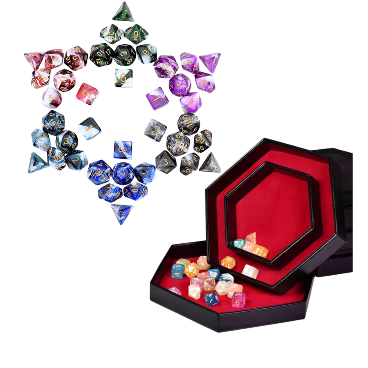 Luxe dice tray met opberg rand 6 hoeken