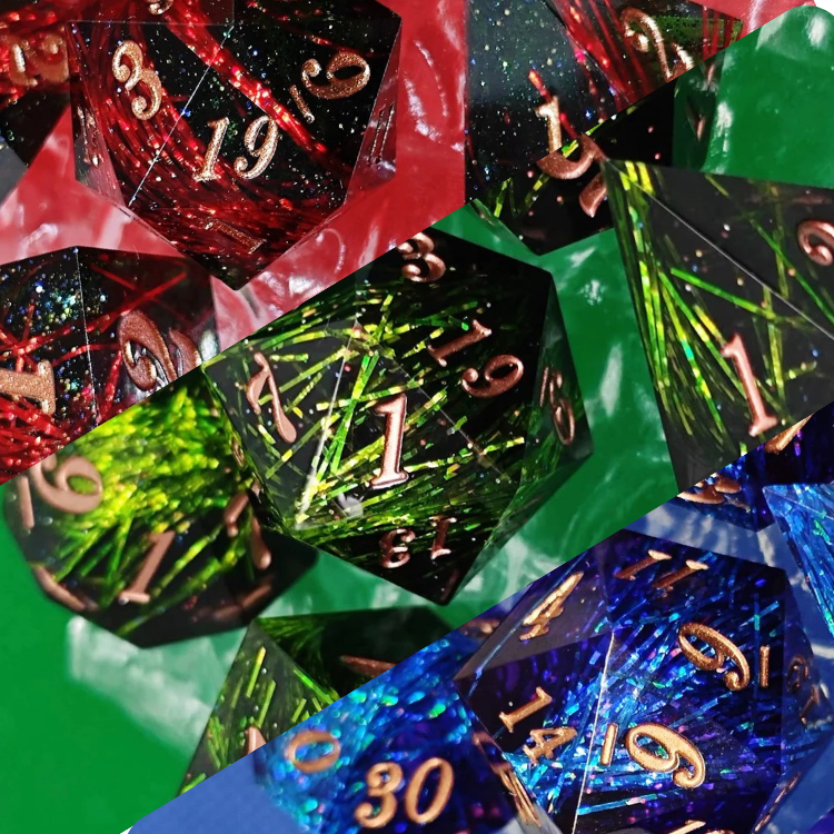 Handmade sharp edge dice ribbon