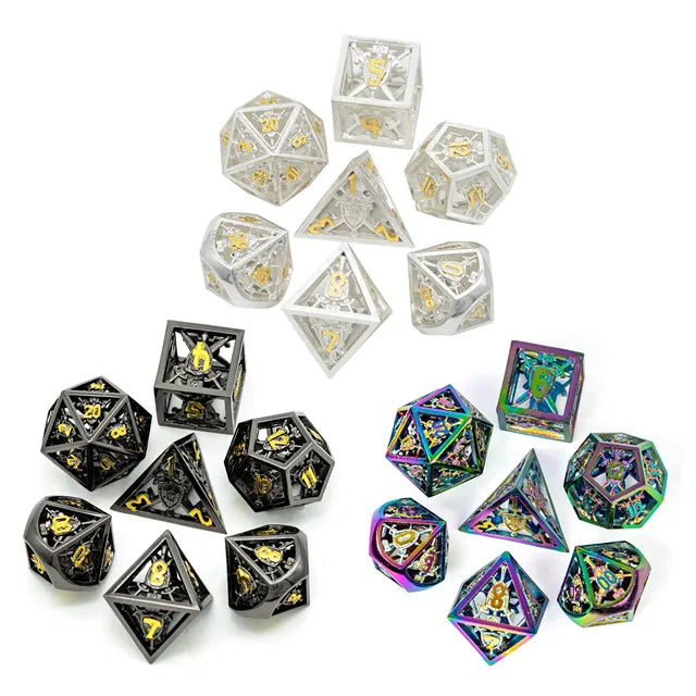Hollow Shield metal dice set