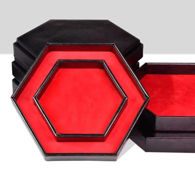 Luxe dice tray met opberg rand rood 6 hoeken