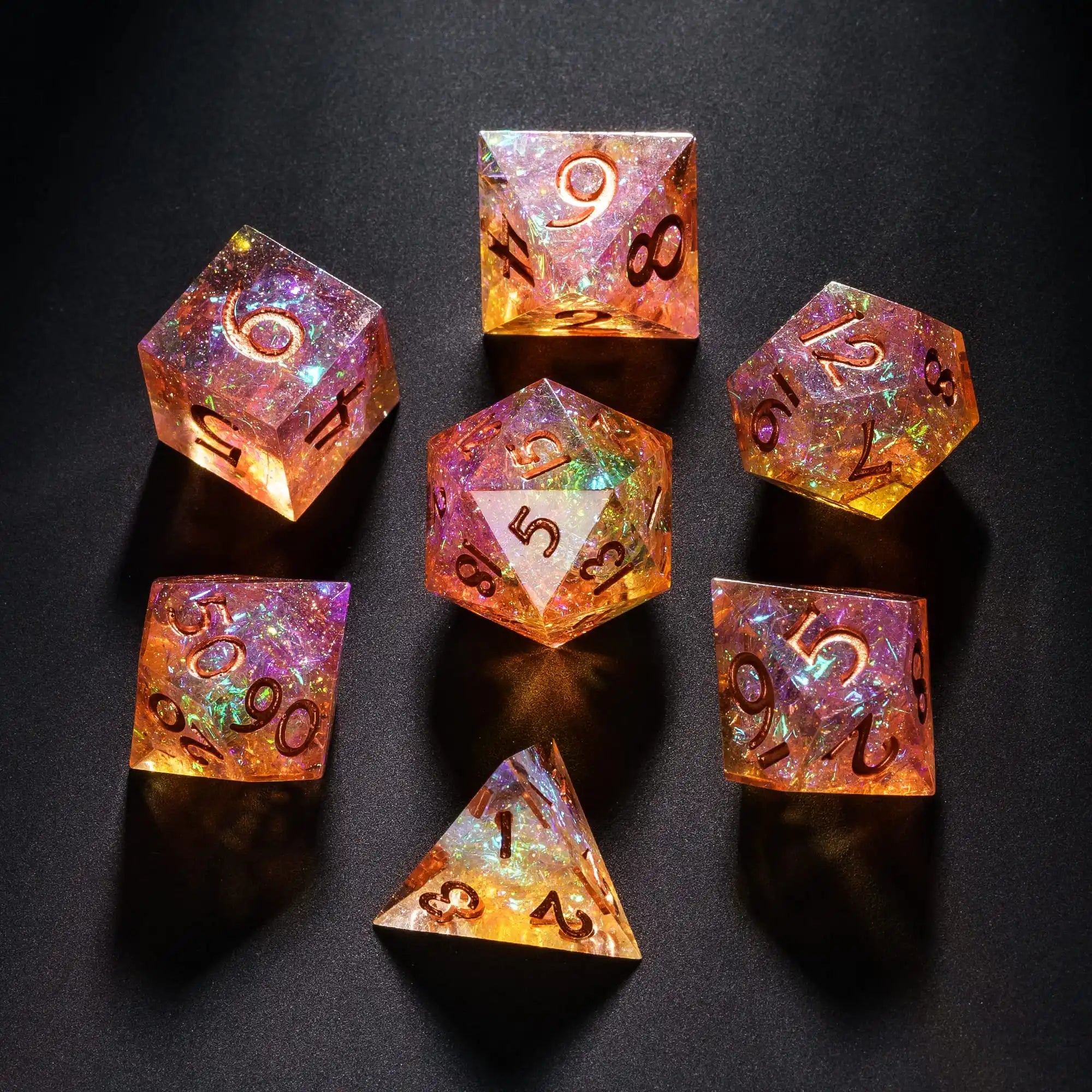 Sharp edge dice oranje roze
