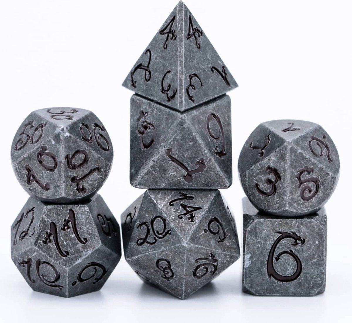 Metal dice set zwart